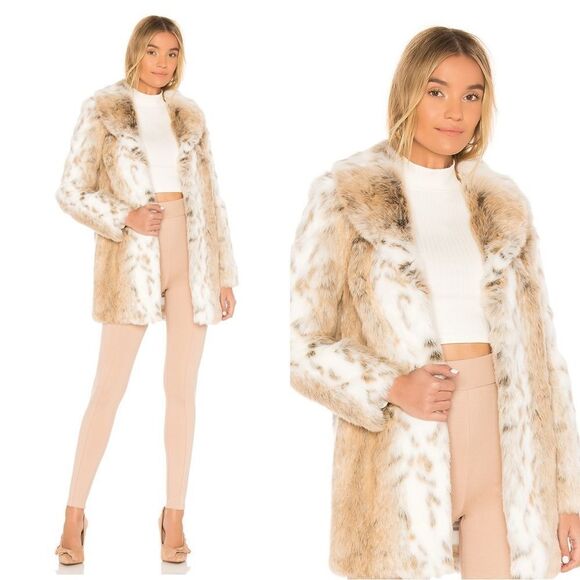 NWT MAJORELLE Tatiana Faux Fur Coat in Arctic Fox